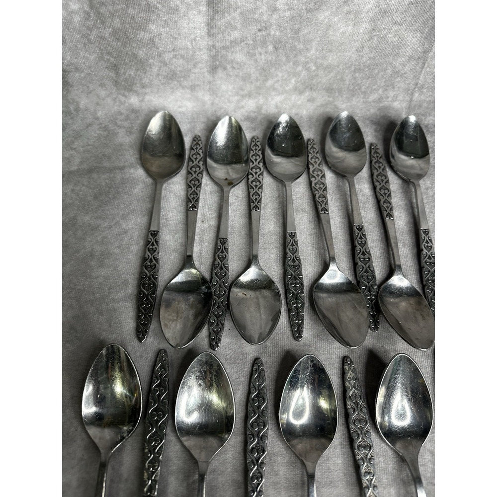 17 Dinner Spoons National Stainless Japan Malta  NSTMAL‎ Geometric MCM - Picture 4 of 7